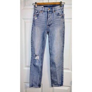 GAP Cheeky Straight High Rise Jeans, size 24-00R, medium vintage destroy
